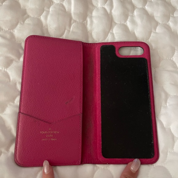 iPhone Louis Vuitton cell phone case with pink inside. - Picture 2 of 3
